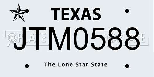 JTM0588 Texas License Plate