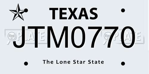 JTM0770 Texas License Plate