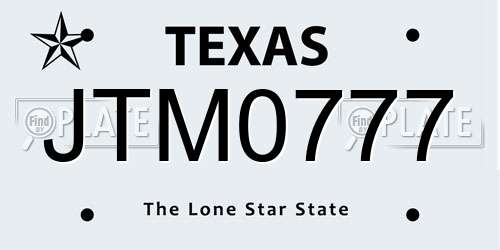 JTM0777 Texas License Plate