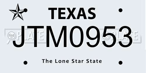 JTM0953 Texas License Plate