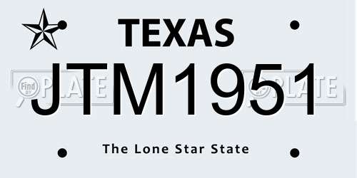 JTM1951 Texas License Plate
