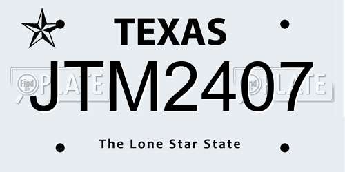 JTM2407 Texas License Plate