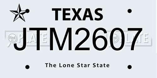 JTM2607 Texas License Plate
