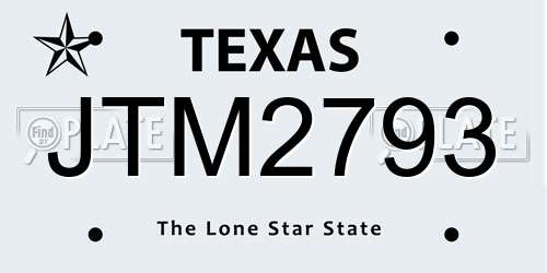 JTM2793 Texas License Plate