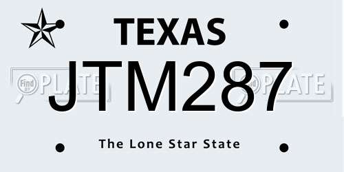 JTM287 Texas License Plate