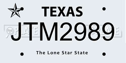 JTM2989 Texas License Plate