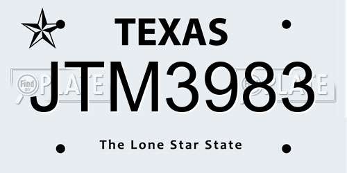 JTM3983 Texas License Plate