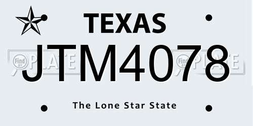 JTM4078 Texas License Plate