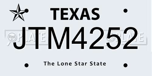 JTM4252 Texas License Plate