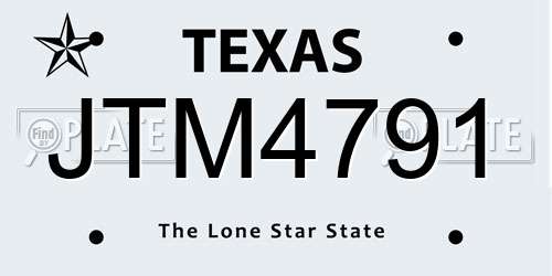 JTM4791 Texas License Plate