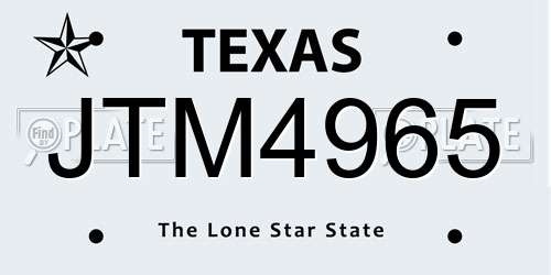 JTM4965 Texas License Plate