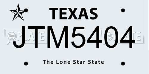 JTM5404 Texas License Plate