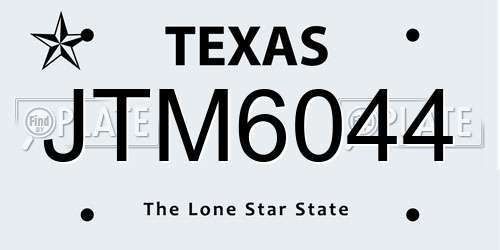 JTM6044 Texas License Plate