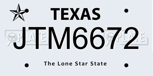 JTM6672 Texas License Plate