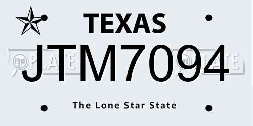 JTM7094 Texas License Plate