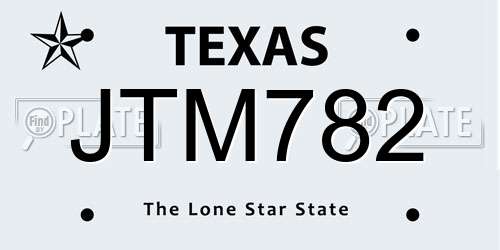 JTM782 Texas License Plate