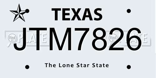 JTM7826 Texas License Plate