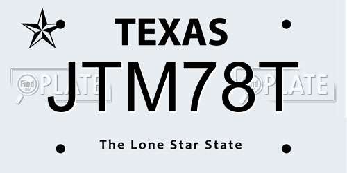 JTM78T Texas License Plate