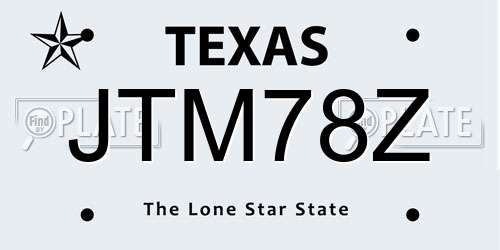 JTM78Z Texas License Plate