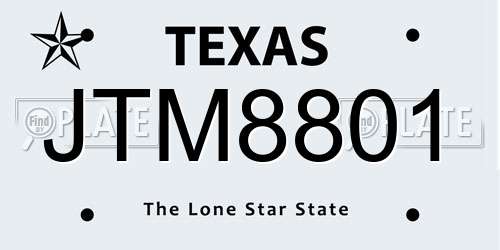 JTM8801 Texas License Plate