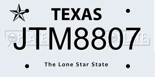 JTM8807 Texas License Plate