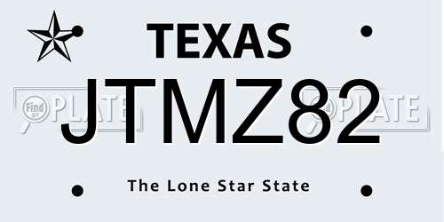 JTMZ82 Texas License Plate