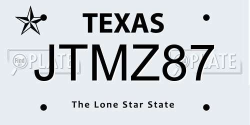 JTMZ87 Texas License Plate