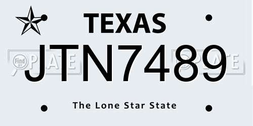 JTN7489 Texas License Plate