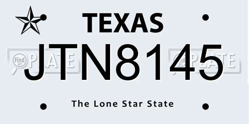 JTN8145 Texas License Plate