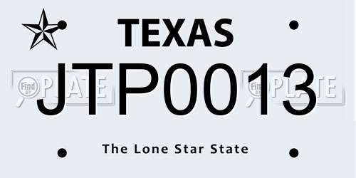 JTP0013 Texas License Plate