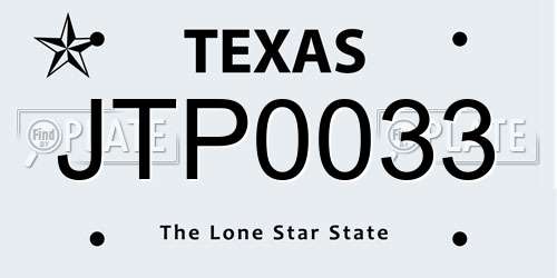 JTP0033 Texas License Plate