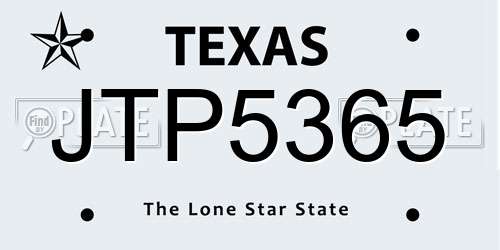 JTP5365 Texas License Plate