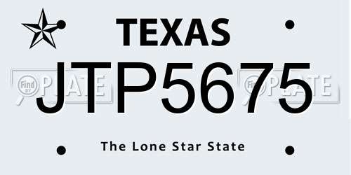 JTP5675 Texas License Plate