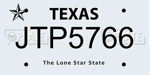 JTP5766 Texas License Plate