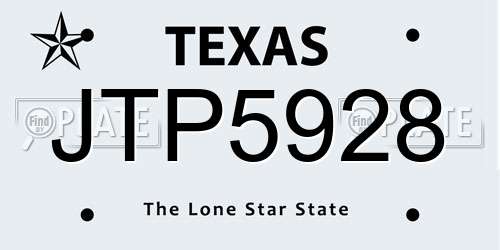 JTP5928 Texas License Plate