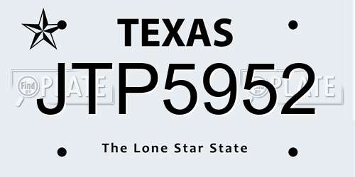 JTP5952 Texas License Plate