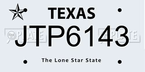 JTP6143 Texas License Plate