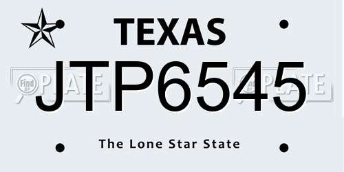 JTP6545 Texas License Plate