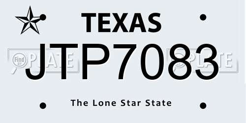 JTP7083 Texas License Plate