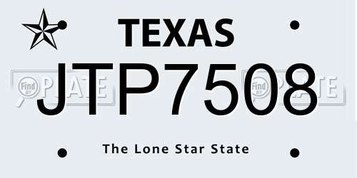 JTP7508 Texas License Plate