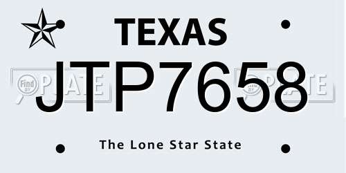 JTP7658 Texas License Plate