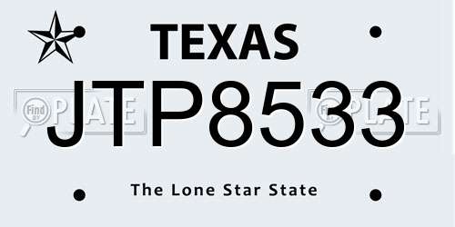 JTP8533 Texas License Plate