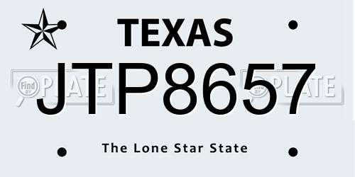 JTP8657 Texas License Plate