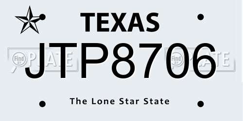 JTP8706 Texas License Plate