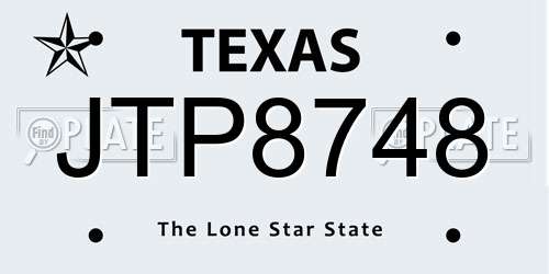 JTP8748 Texas License Plate