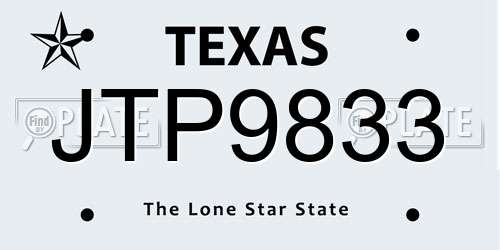 JTP9833 Texas License Plate