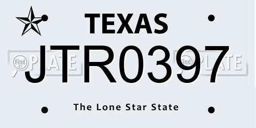 JTR0397 Texas License Plate