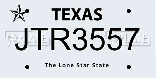 JTR3557 Texas License Plate