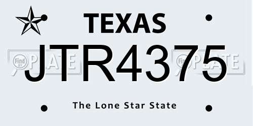 JTR4375 Texas License Plate