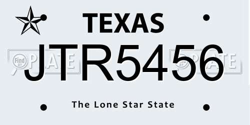 JTR5456 Texas License Plate
